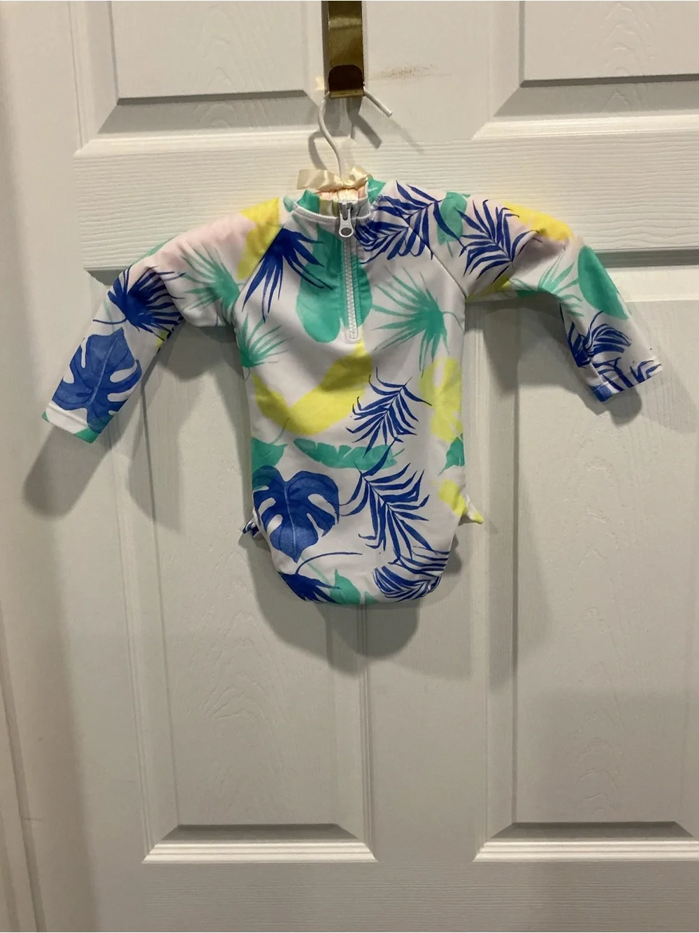 Long-Sleeve Baby Rash Guard Swimsuit - Multi Blue/Green/Yellow